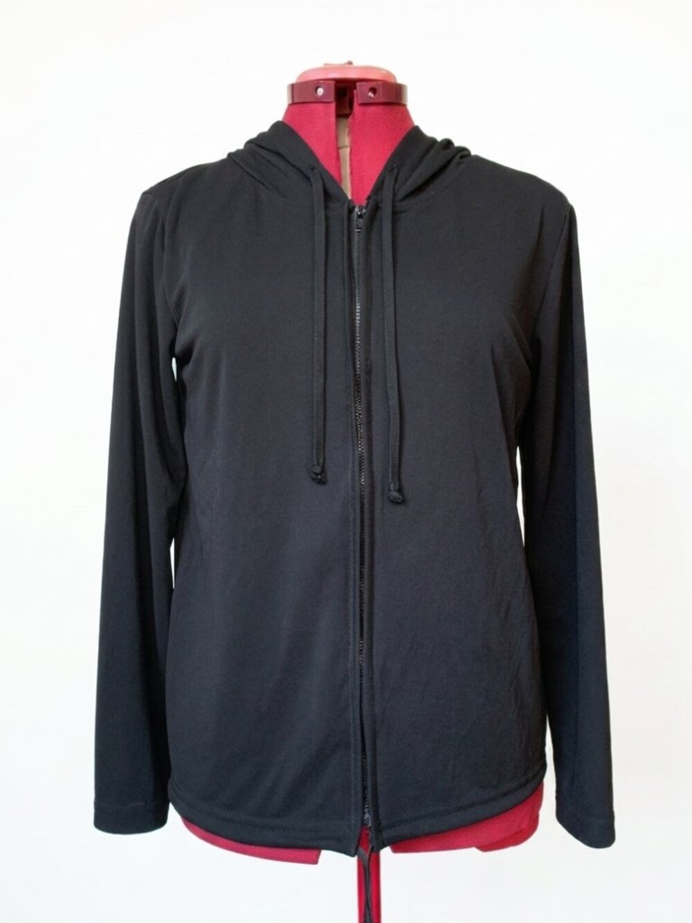 Classique Collections - Black Lightweight Full-Zip Hooded Jacket - Medium